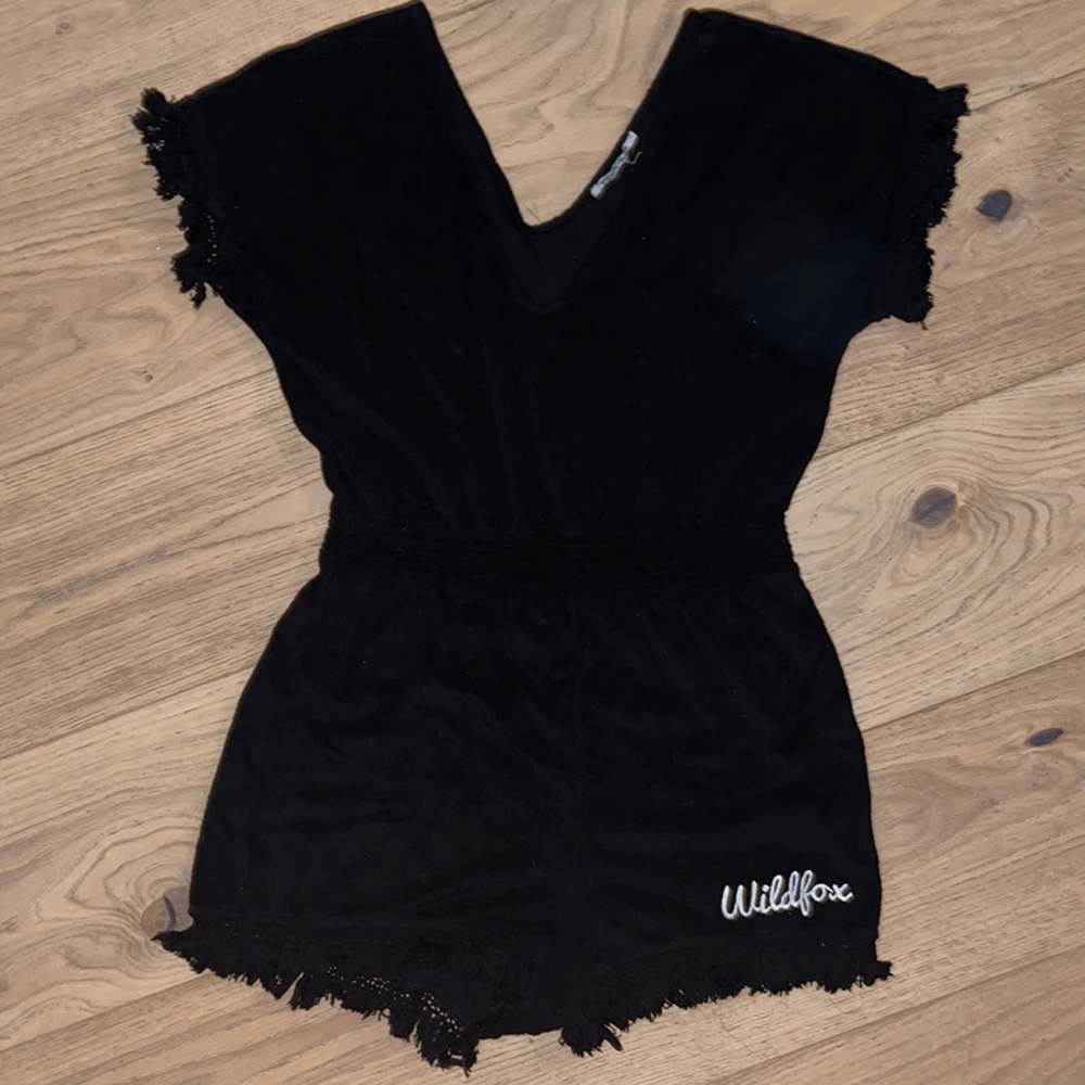 Wild fox black terry cloth romper - swim cover up
